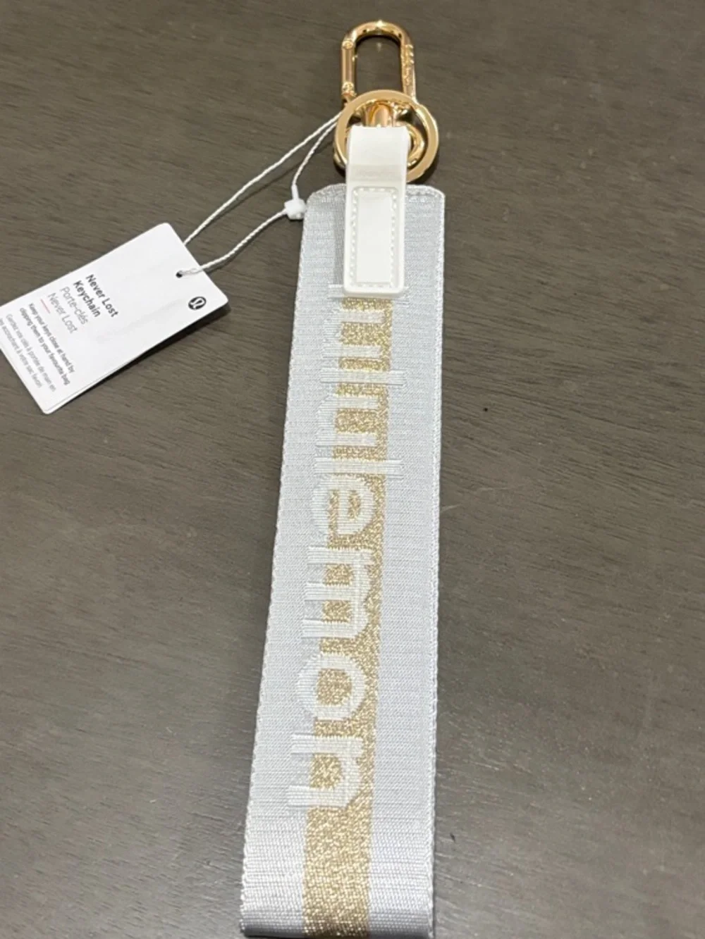 Lululemon Gold grey Wristlet Keychain Strap